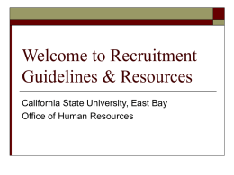 Welcome to Recruitment Guidelines & Resources