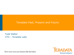 Teradata - ISG - University of California, Irvine