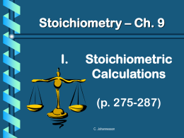 I. Stoichiometric Calculations