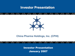 CCG - China Pharma Holdings