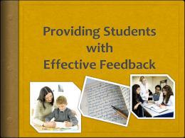 Providing Students with Effective Feedback