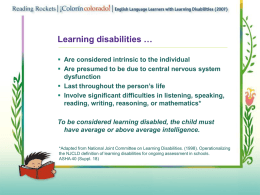 English Language Learners With Learning Disabilities