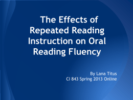 The Effects of Repeated Reading Instruction on Oral