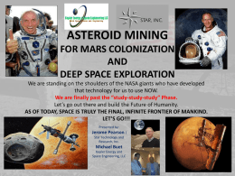 ASTEROID MINING FOR MARS COLONIZATION AND DEEP …