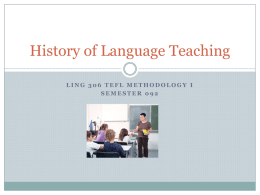 History of Language Teaching - Journey of an English Teacher