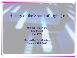 History of the Speed of Light (c)