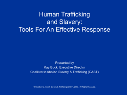 Human Trafficking: Basic Tools For An Effective Response