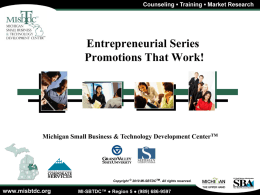 MI-SBTDC Entrepreneurial Series Course Three