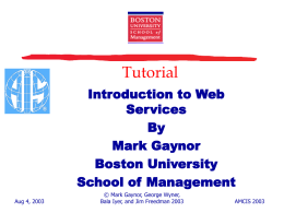 IS705 Class 1: Introduction to Web Services