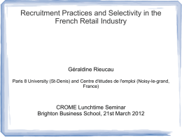 Recruitment and selectivity in French Retail Industry