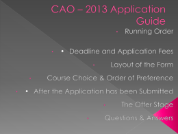 CAO – 2013 Application Guide
