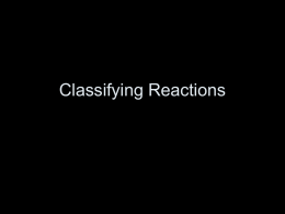 Classifying Reactions - Matawan
