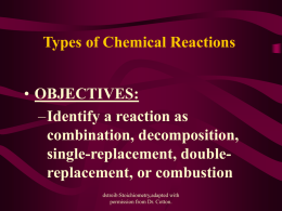 Section 8.2 Types of Chemical Reactions