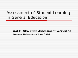 Assessment of Student Learning in General Education