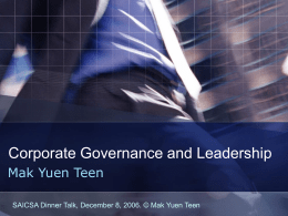 Leadership and Corporate Governance