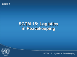 SGTM 15 - Logistics in Peacekeeping