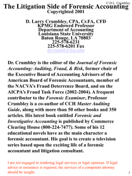Forensic Accounting Update Exam II Copyrighted 2002 D