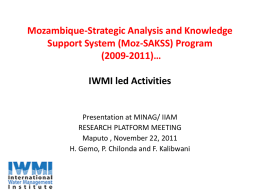 MozSAKSS Program – IWMI led components