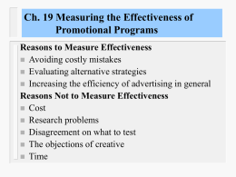 Ch. 18 Measuring the Effectiveness of Promotional Programs