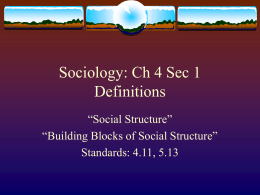 Sociology: Ch 4 Sec 1 Definitions