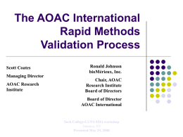 Validation Systems for Microbiology Methods