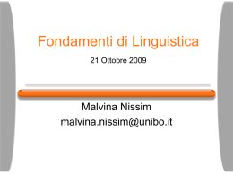 Fondamenti di Linguistica 20 Ottobre 2009