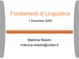 Fondamenti di Linguistica 25 Novembre 2009