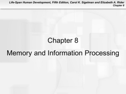 Chapter 8 : Memory & Information Processing