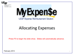 Allocating Expenses - University of California, San Francisco