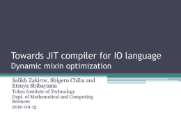 Towards JIT compiler for IO language