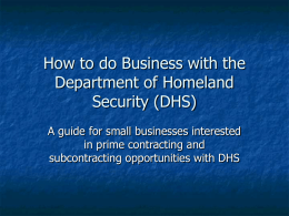How to do Business with the Department of Homeland