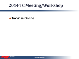 2014 TC Meeting/Workshop - Tax