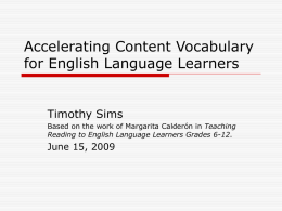 Accelerating Content Vocabulary for English Language Learners