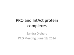 PRO and IntAct protein complexes
