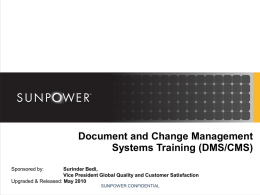 Document and Change Management Systems Training (DMS/CMS)