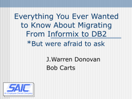 Migrating Informix to DB2