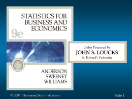 STATISTICS FOR BUSINESS AND ECONOMICS