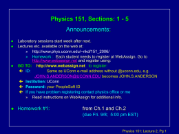 Physics 151, Sections: 1