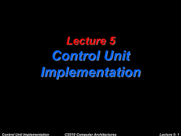 Lecture 8 Control Unit