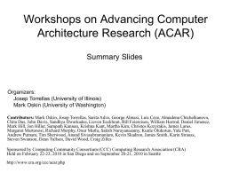 Summary Slides for the Two ACAR Workshops