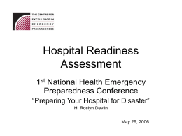 Hospital Readiness Assessment - The Centre for Excellence
