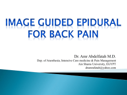 Image guided epidural for Back Pain