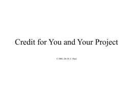 Credit for You and Your Project