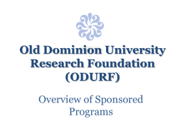 Overview of Sponsored Programs at ODU Research Foundation