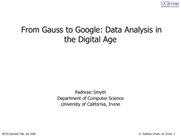 ICS 278: Data Mining Lecture 1: Introduction to Data