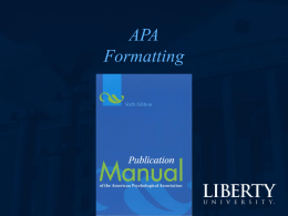 APA Formatting - Liberty University