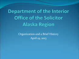 Department of the Interior Office of the Solicitor Alaska