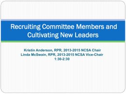 Recruiting Committee Members and Cultivating New Leaders