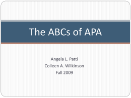 The ABCs of APA - Buffalo State College