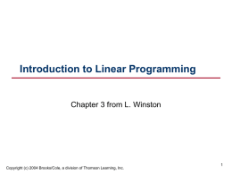 Introduction to Linear Programming